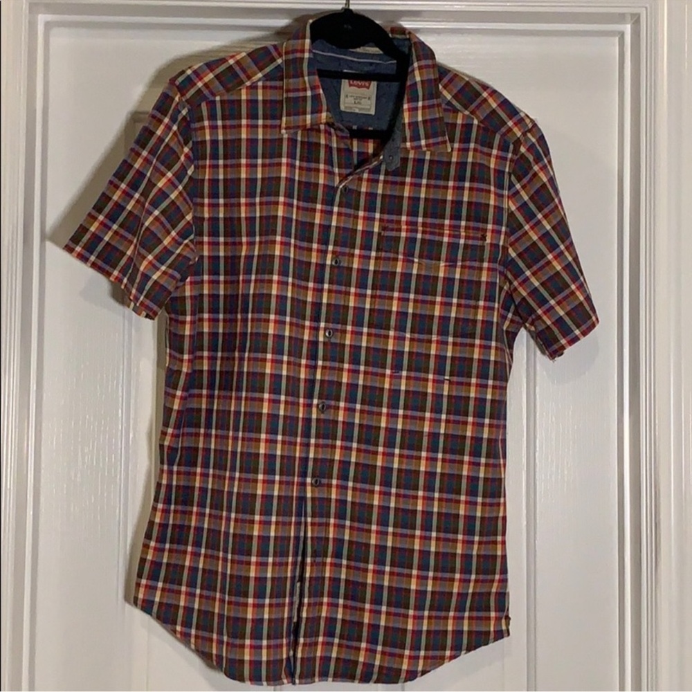 Levi's Men’s Slim Fit Multi Colored Plaid Casual Button Down Shirt L